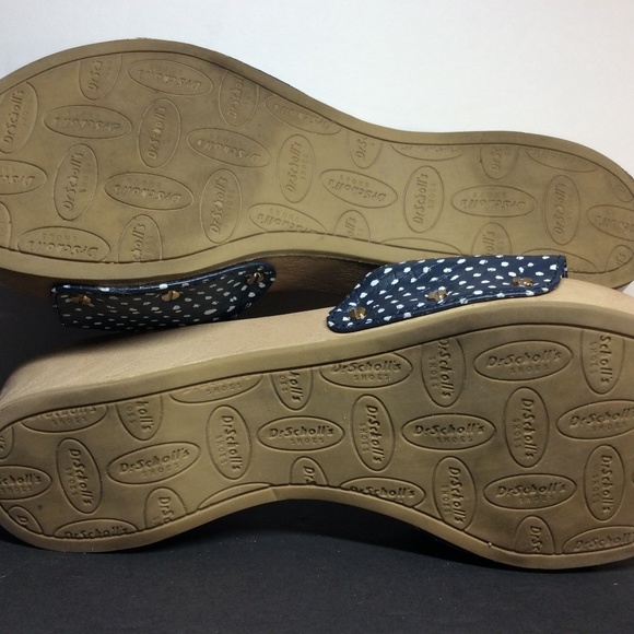 Womens Dr. Scholls Sandals Navy W/ Polka Dot SZ 8 - Picture 6 of 7
